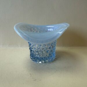 Vintage Duncan & Miller Light Blue Hobnail Opalescent 2 1/2” Tall Top Hat Bowl.